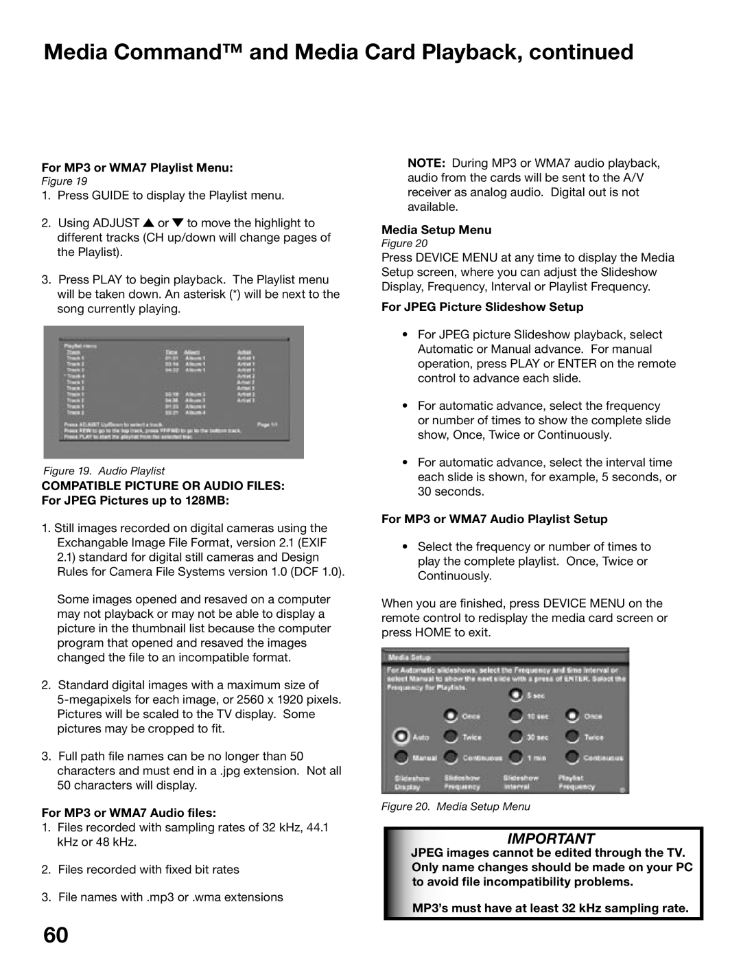 Mitsubishi Electronics WD-52725, WD-62525, WD-52525, WD-62725 manual Media Command and Media Card Playback 