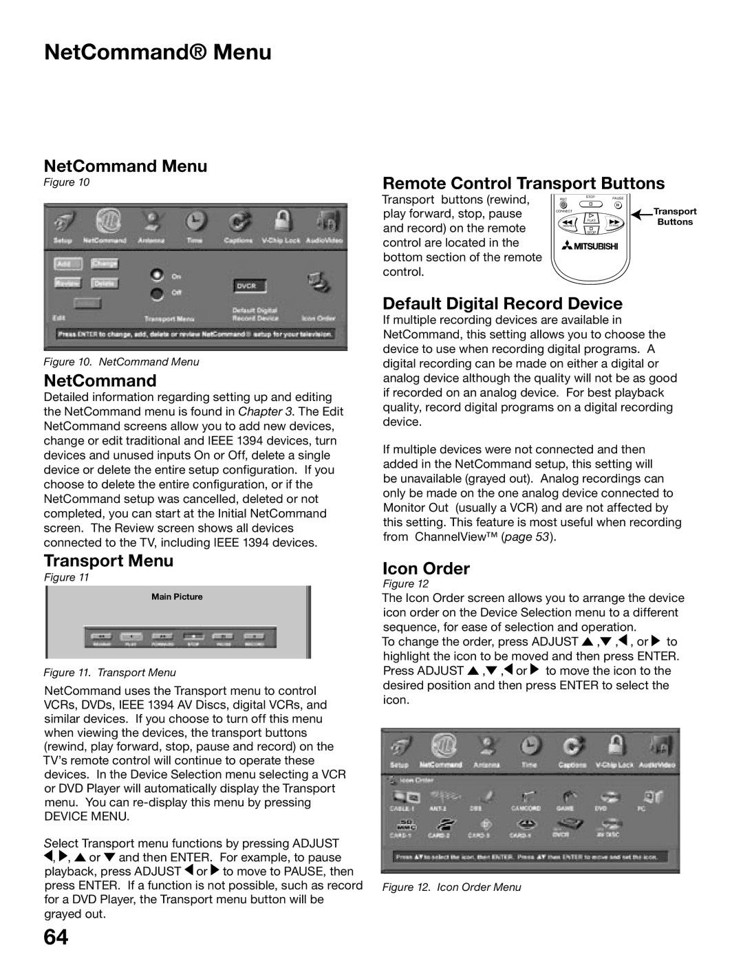 Mitsubishi Electronics WD-52725, WD-62525, WD-52525, WD-62725 manual NetCommand Menu 