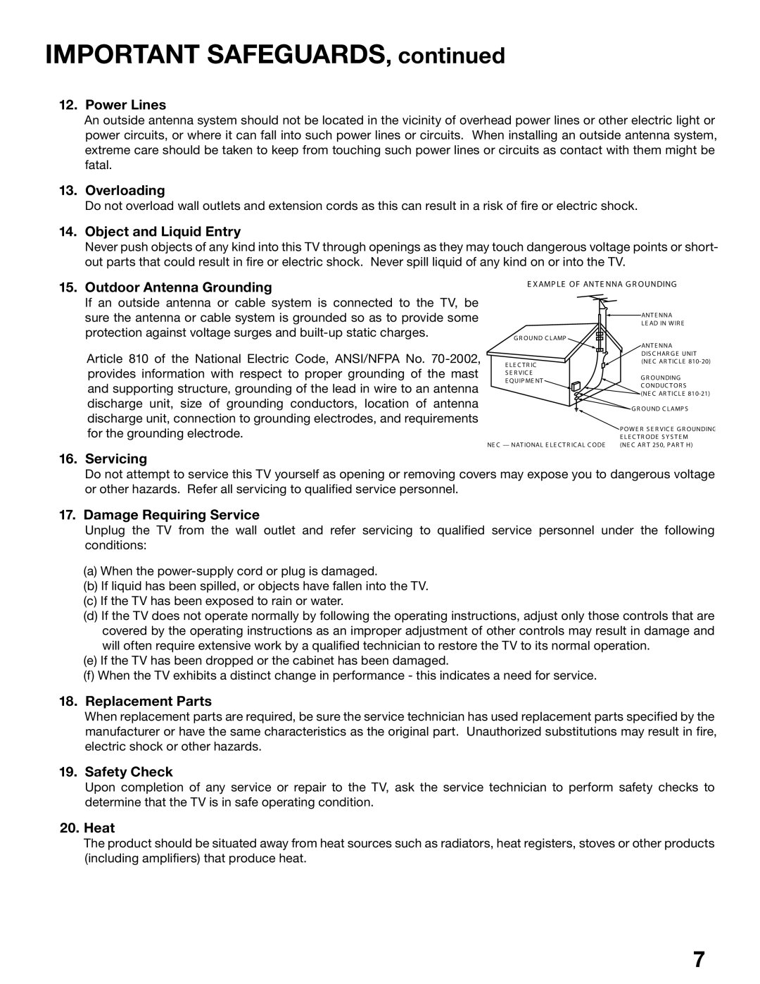 Mitsubishi Electronics WD-52725, WD-62525, WD-52525, WD-62725 manual Important Safeguards 