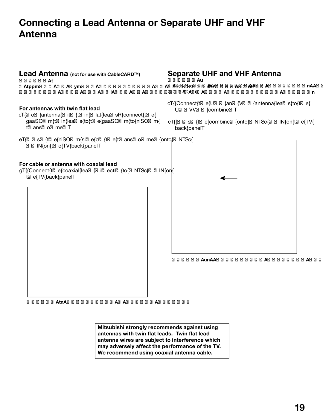 Mitsubishi Electronics WD-62525, WD-52725 manual Connecting a Lead Antenna or Separate UHF and VHF Antenna 