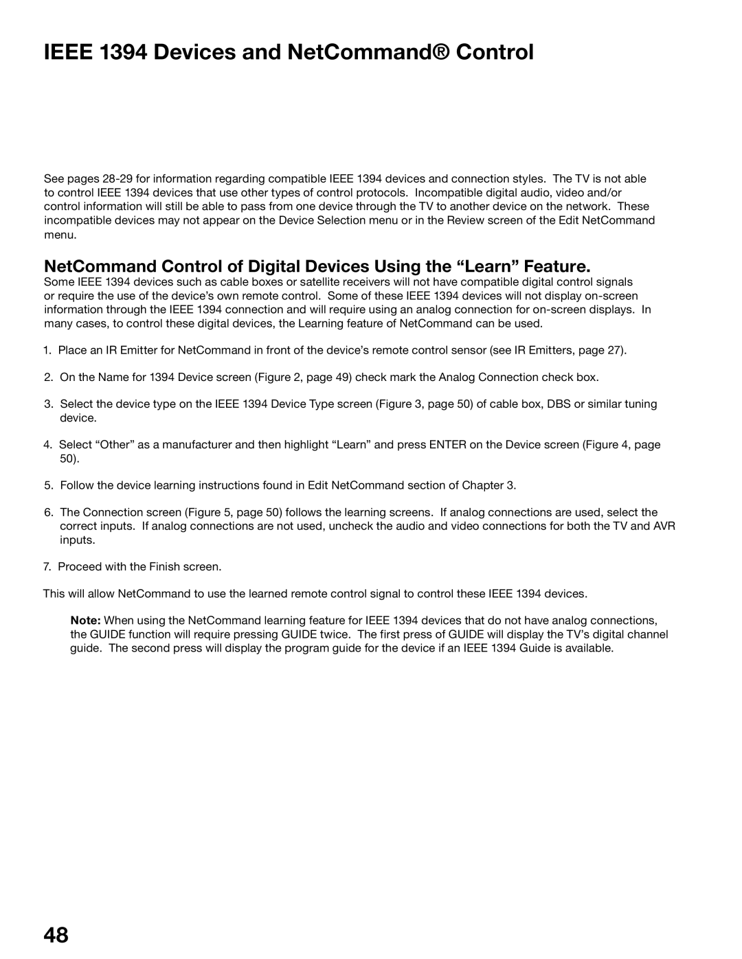 Mitsubishi Electronics WD-52725, WD-62525 manual Ieee 1394 Devices and NetCommand Control 