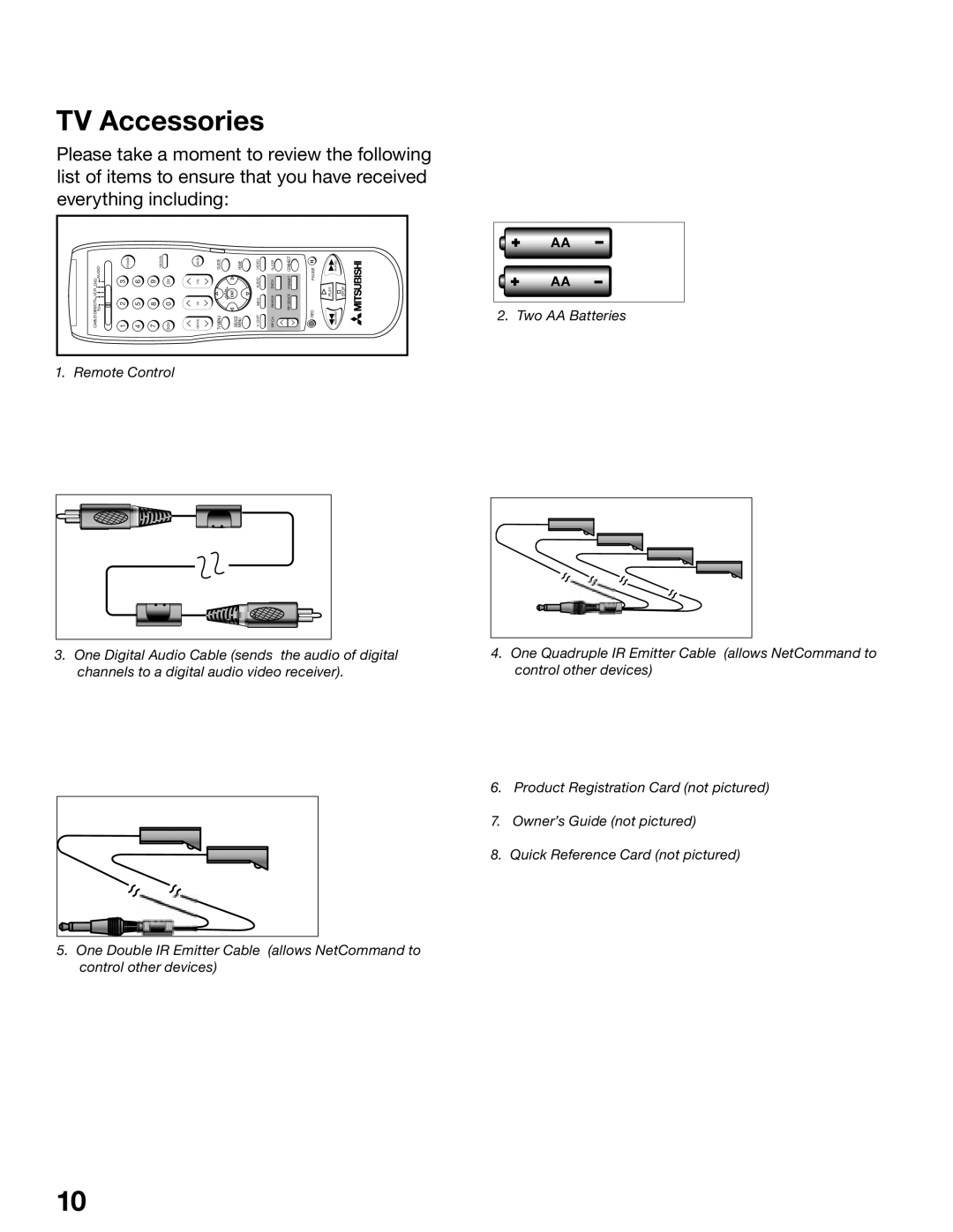 Mitsubishi Electronics WD-52825, WD-62825 manual TV Accessories 