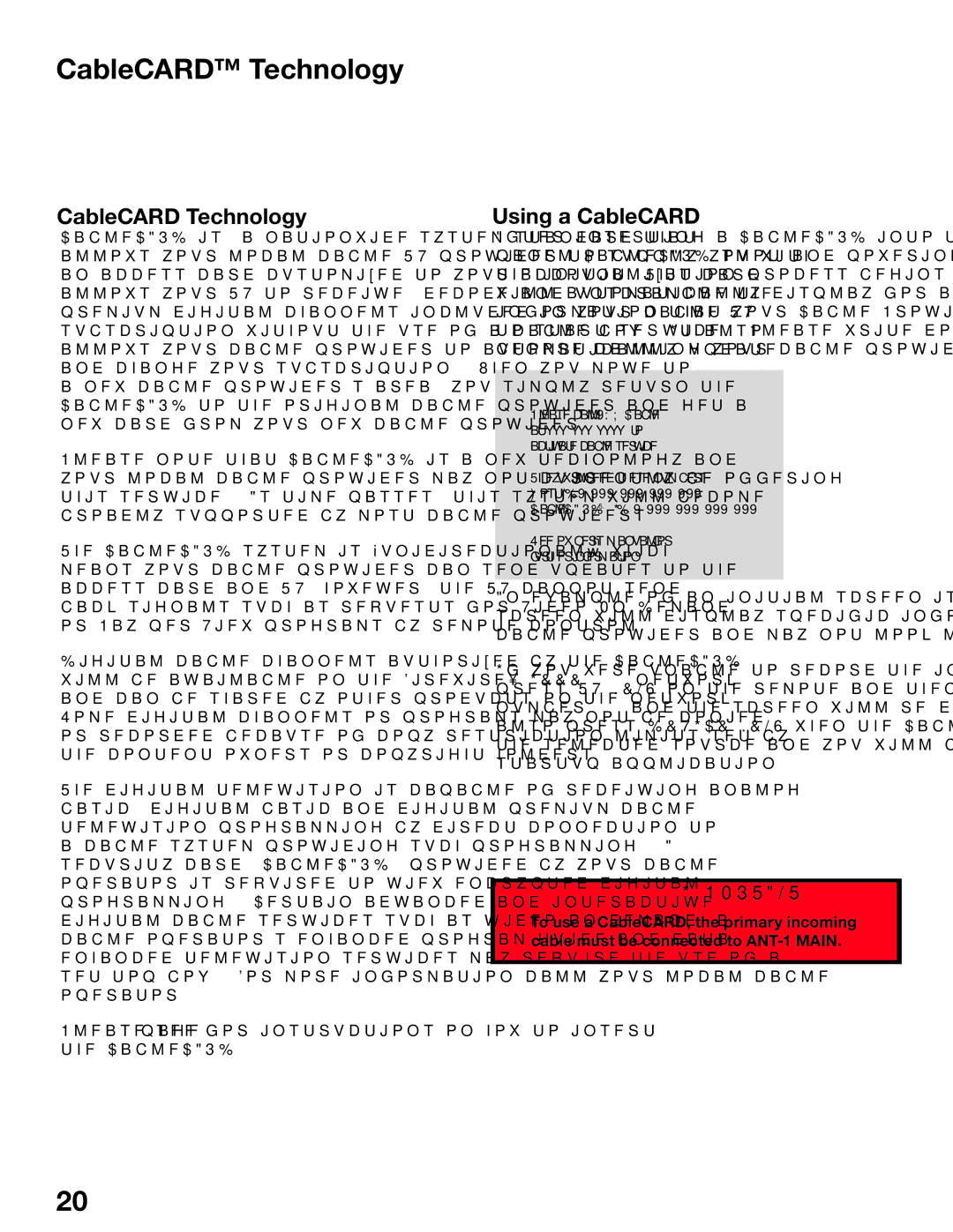 Mitsubishi Electronics WD-52825, WD-62825 manual CableCARD Technology, Using a CableCARD 