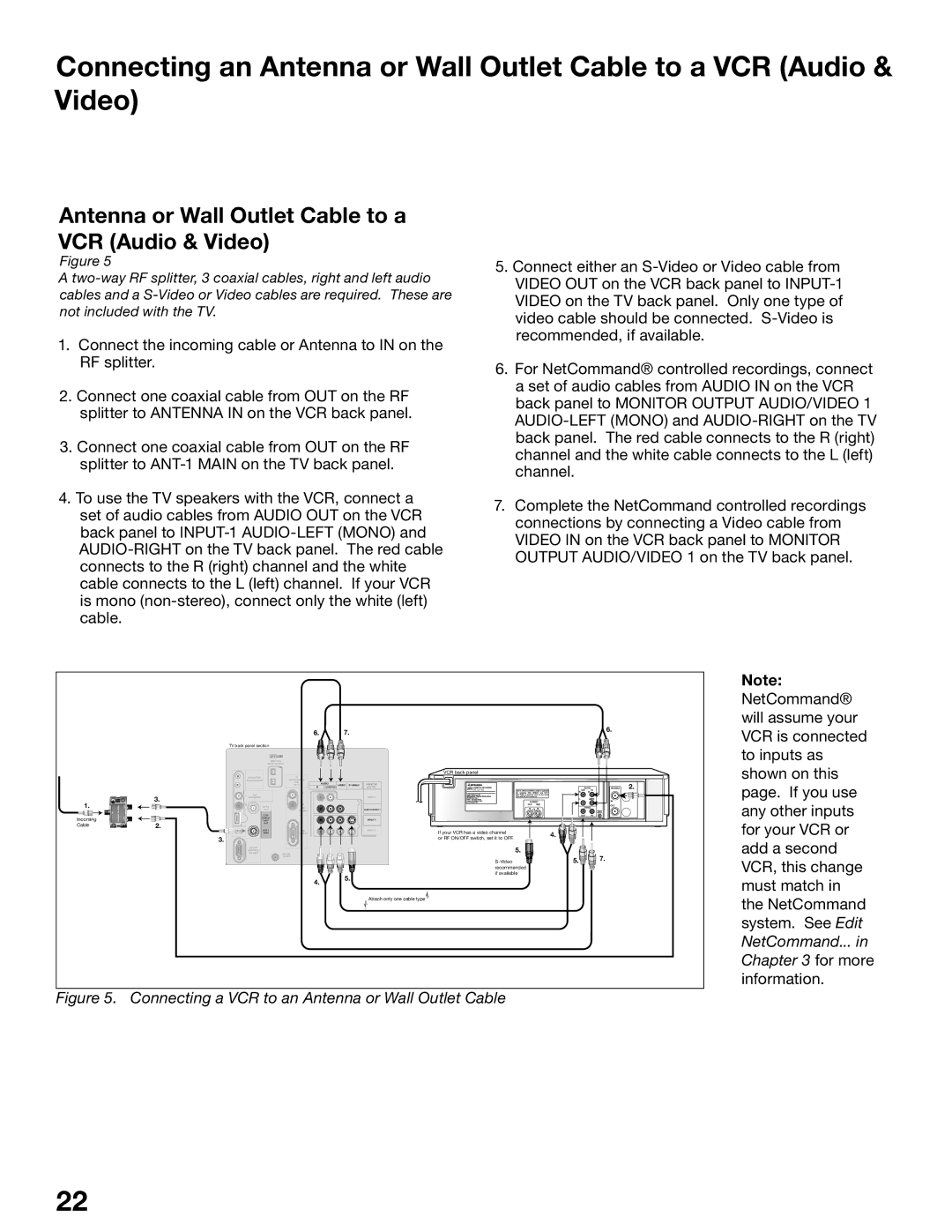 Mitsubishi Electronics WD-52825, WD-62825 manual Connecting a VCR to an Antenna or Wall Outlet Cable 