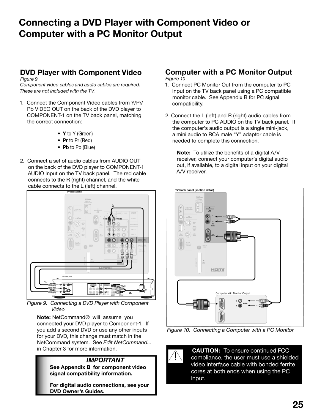 Mitsubishi Electronics WD-62825, WD-52825 manual Connecting a DVD Player with Component 