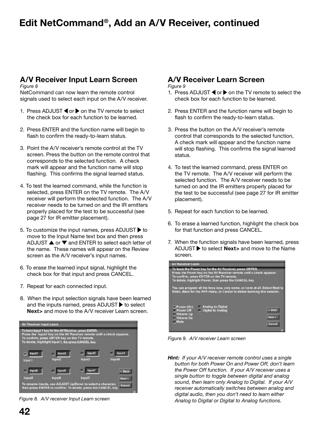 Mitsubishi Electronics WD-52825, WD-62825 manual Receiver Input Learn Screen, Receiver Learn Screen 