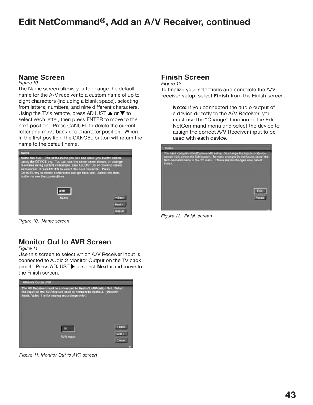 Mitsubishi Electronics WD-62825, WD-52825 manual Name Screen, Monitor Out to AVR Screen 