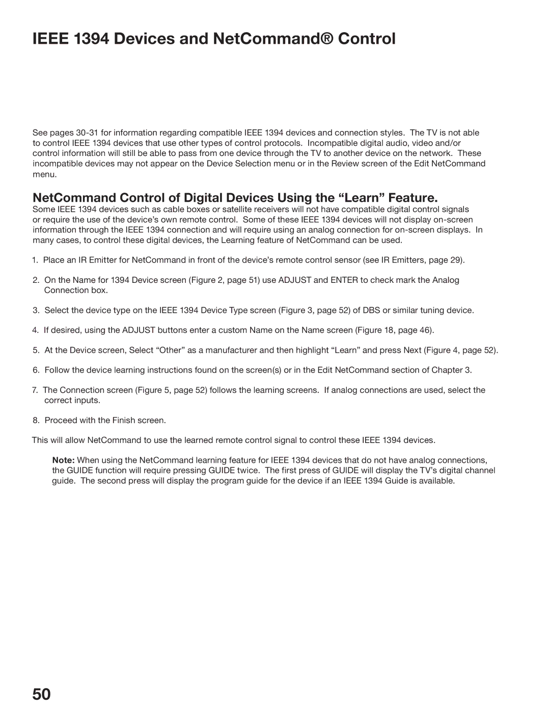 Mitsubishi Electronics WD-52825, WD-62825 manual Ieee 1394 Devices and NetCommand Control 