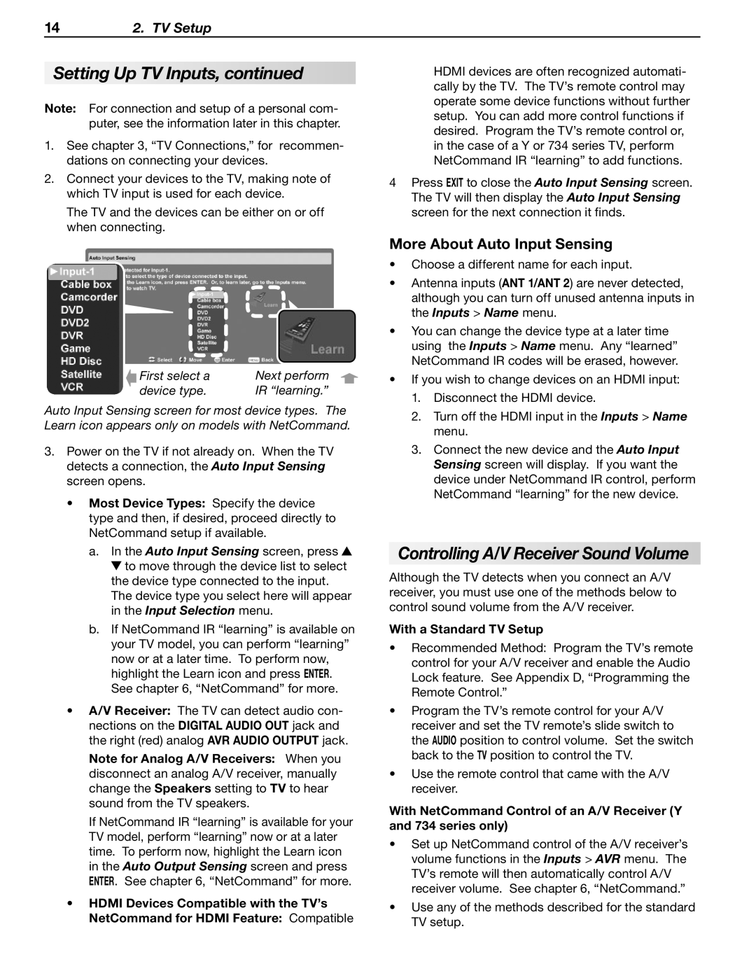 Mitsubishi Electronics WD-Y657, WD-57734, WD-65733 Controlling A/V Receiver Sound Volume, More About Auto Input Sensing 