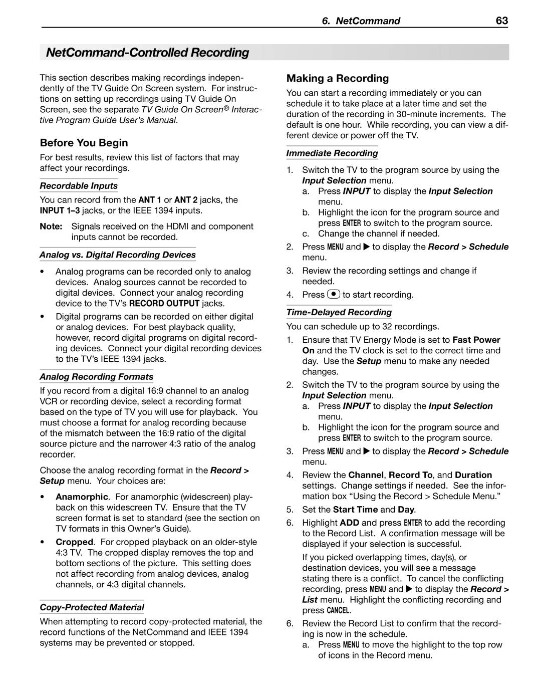 Mitsubishi Electronics WD-57833 manual NetCommand-Controlled Recording, Before You Begin, Making a Recording 