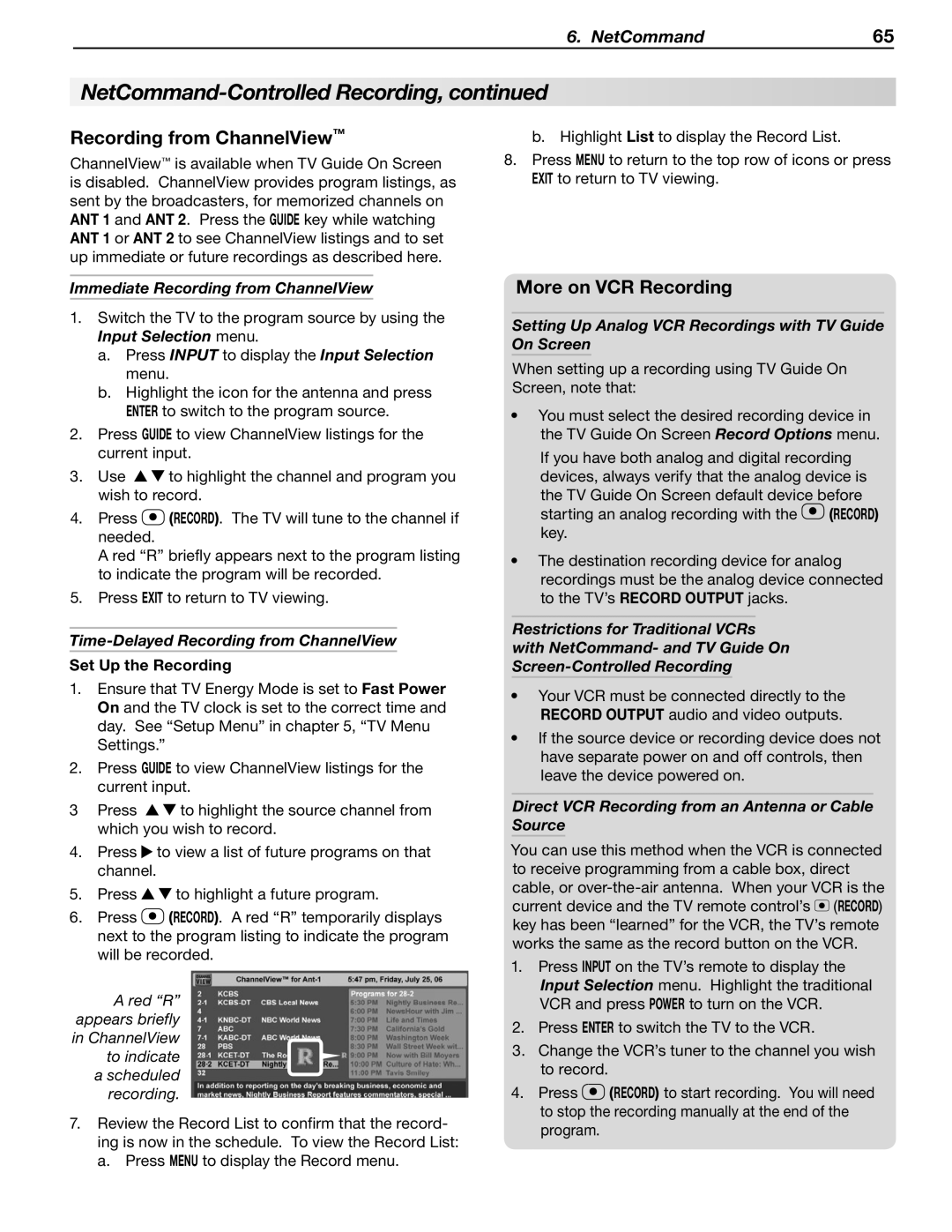 Mitsubishi Electronics WD-57833 manual More on VCR Recording, Immediate Recording from ChannelView 