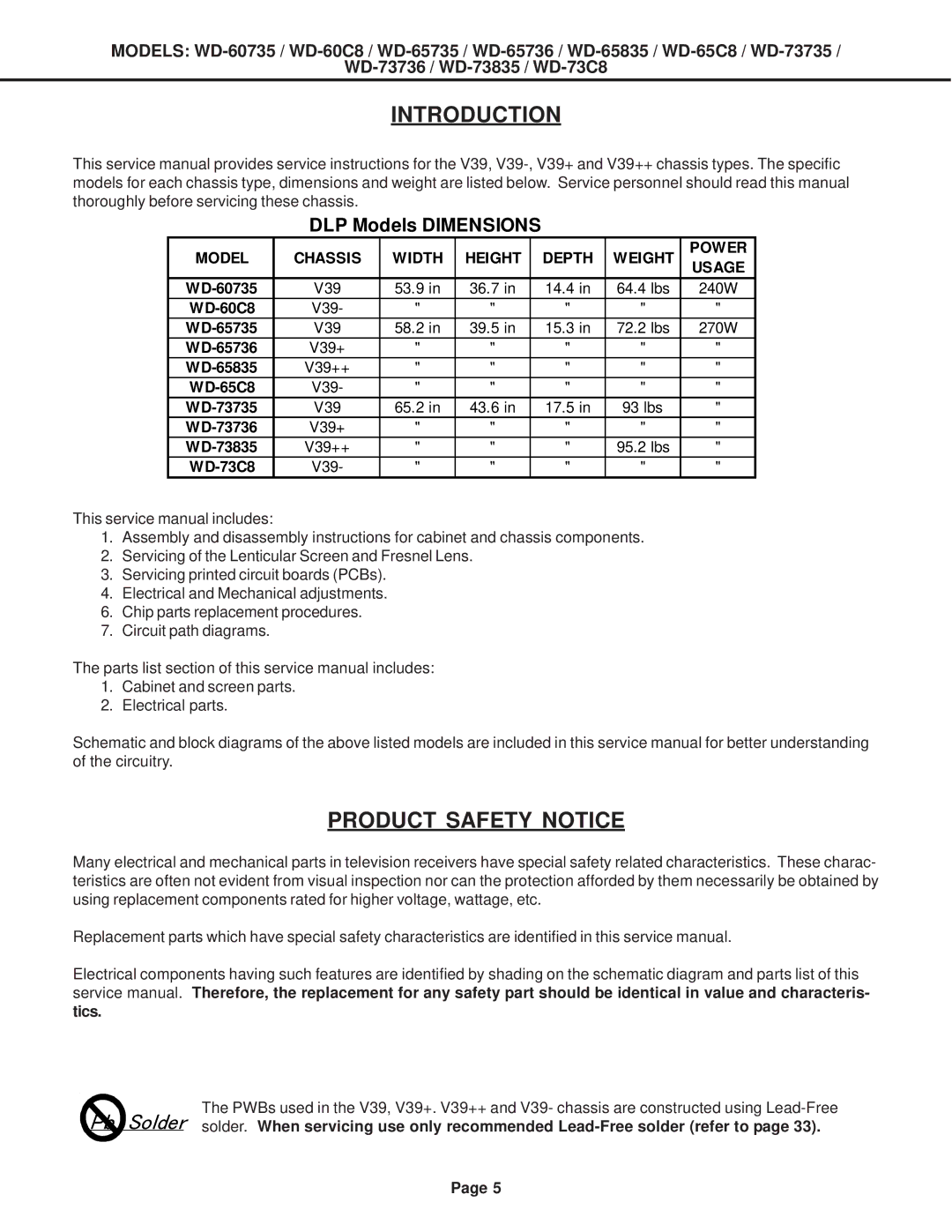 Mitsubishi Electronics WD-52527, WD-60C8, WD-65C8, WD-73C8 specifications Introduction 