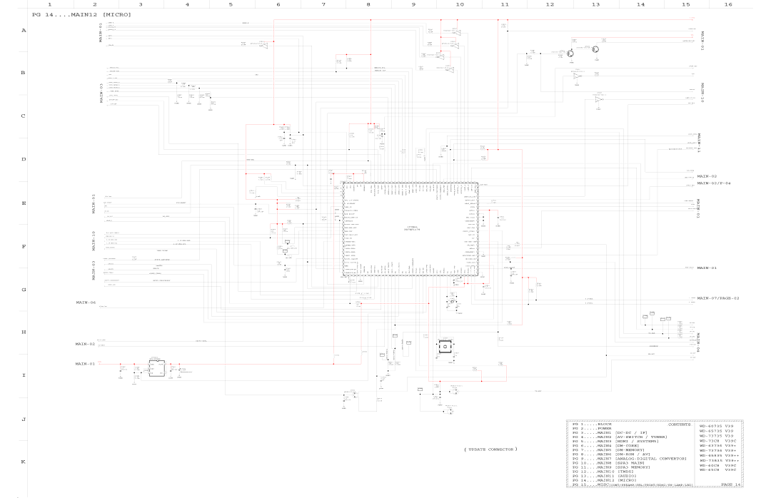 Mitsubishi Electronics WD-65C8, WD-60C8, WD-52527, WD-73C8 PG 14....MAIN12 Micro, MAIN-06, MAIN-02, MAIN-01, MAIN-07/PAGE-02 