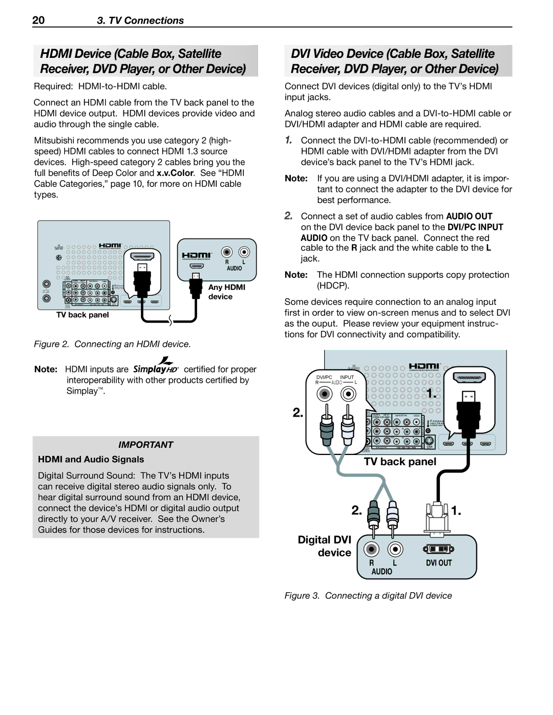 Mitsubishi Electronics WD-60C8 manual Hdmi and Audio Signals, 065 