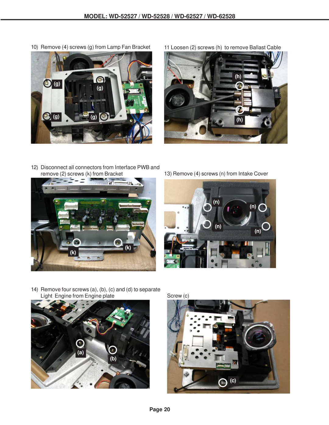 Mitsubishi Electronics specifications Model WD-52527 / WD-52528 / WD-62527 / WD-62528 