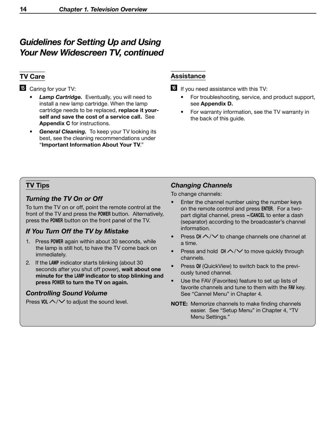 Mitsubishi Electronics WD-62530 Turning the TV On or Off, If You Turn Off the TV by Mistake, Controlling Sound Volume 