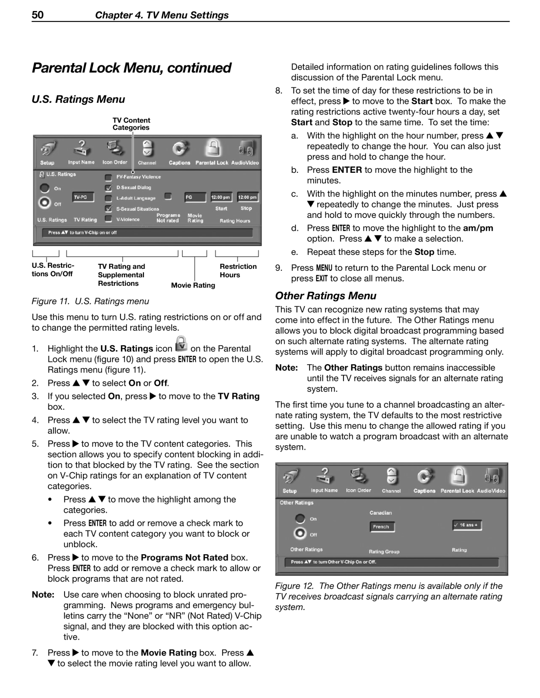 Mitsubishi Electronics WD-62530 manual Other Ratings Menu 