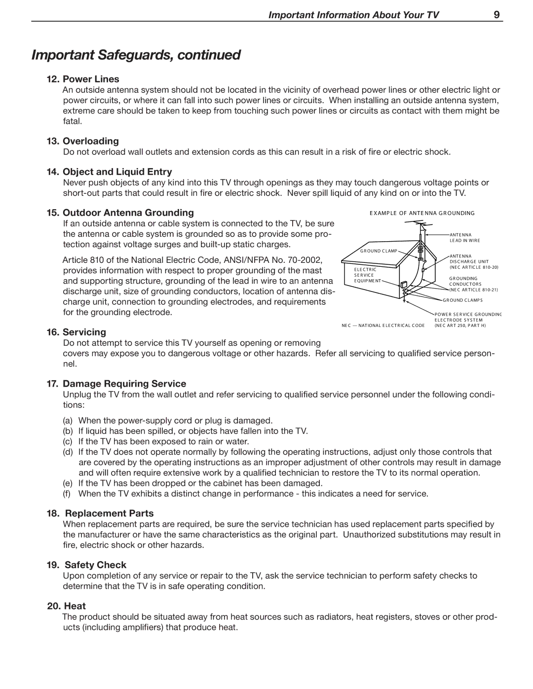 Mitsubishi Electronics WD-62530 manual Power Lines 