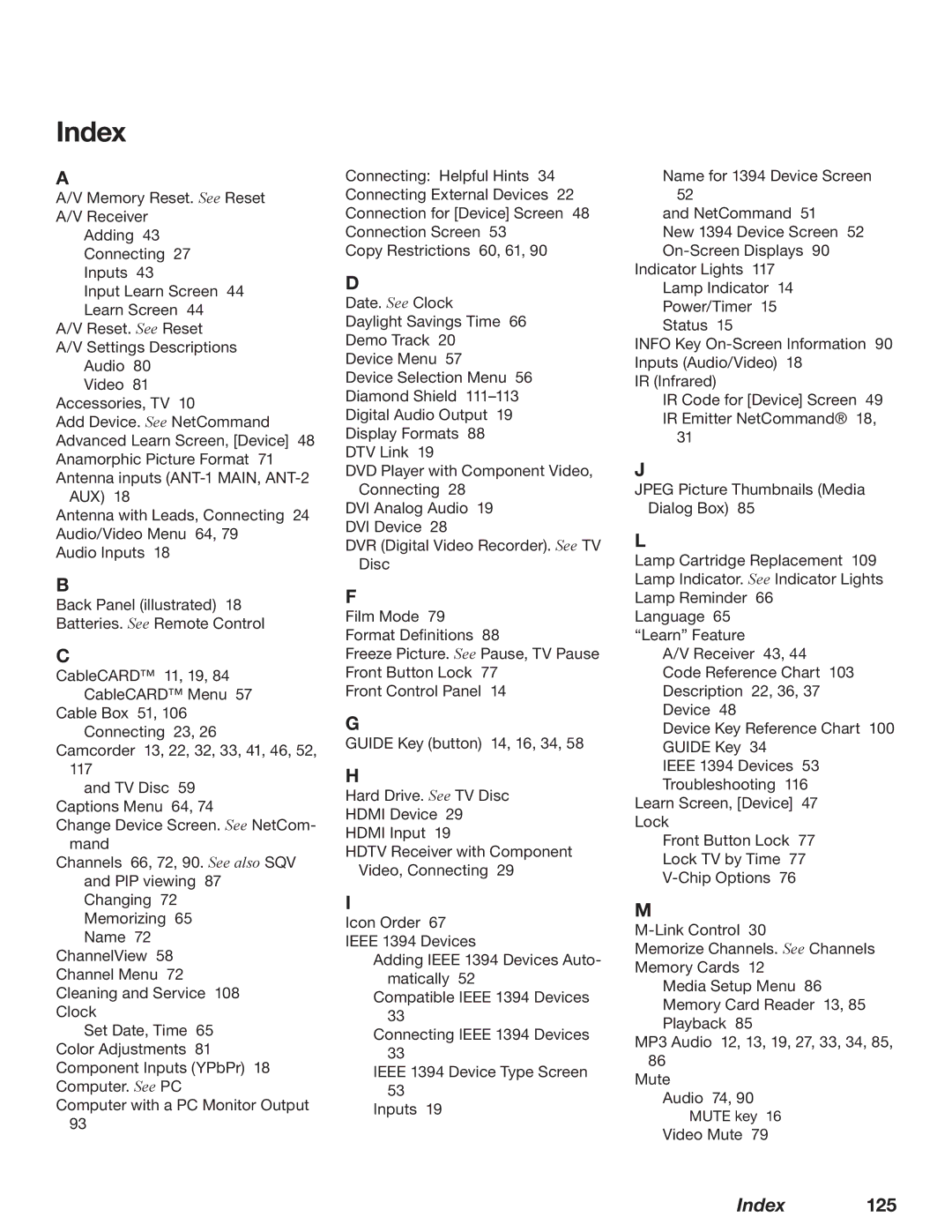 Mitsubishi Electronics WD-62827 manual Index 