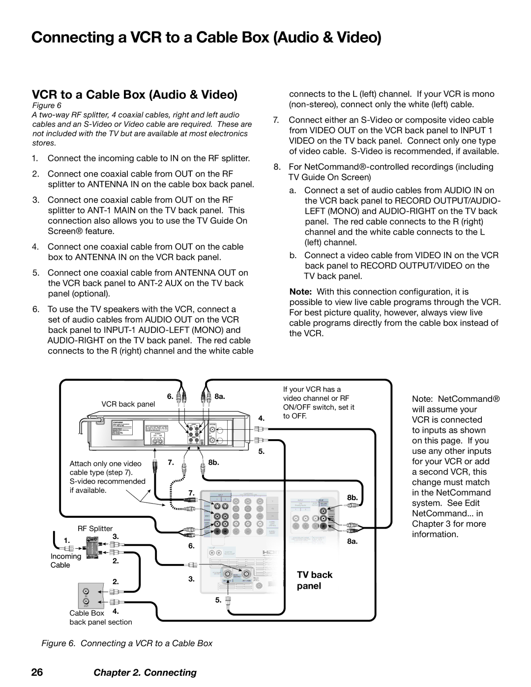 Mitsubishi Electronics WD-62827 manual Connecting a VCR to a Cable Box Audio & Video 