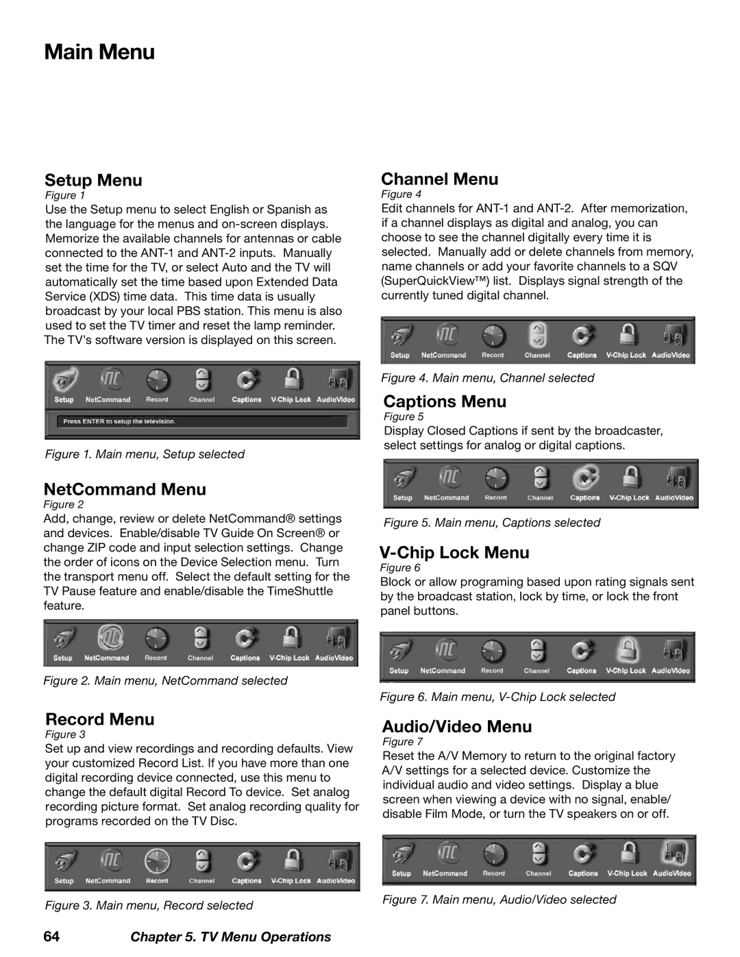 Mitsubishi Electronics WD-62827 manual Main Menu 