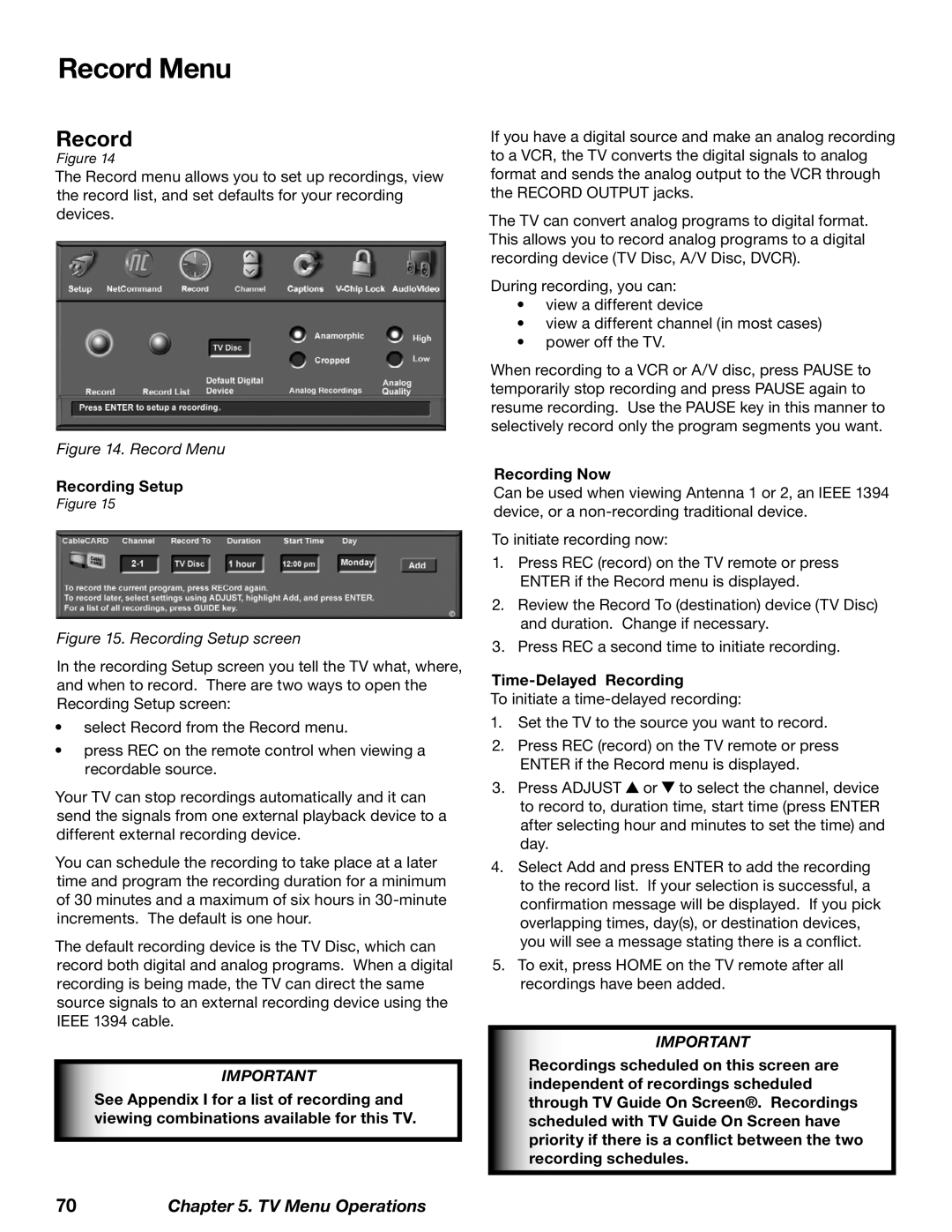 Mitsubishi Electronics WD-62827 manual Record Menu, Recording Setup, Recording Now, Time-Delayed Recording 