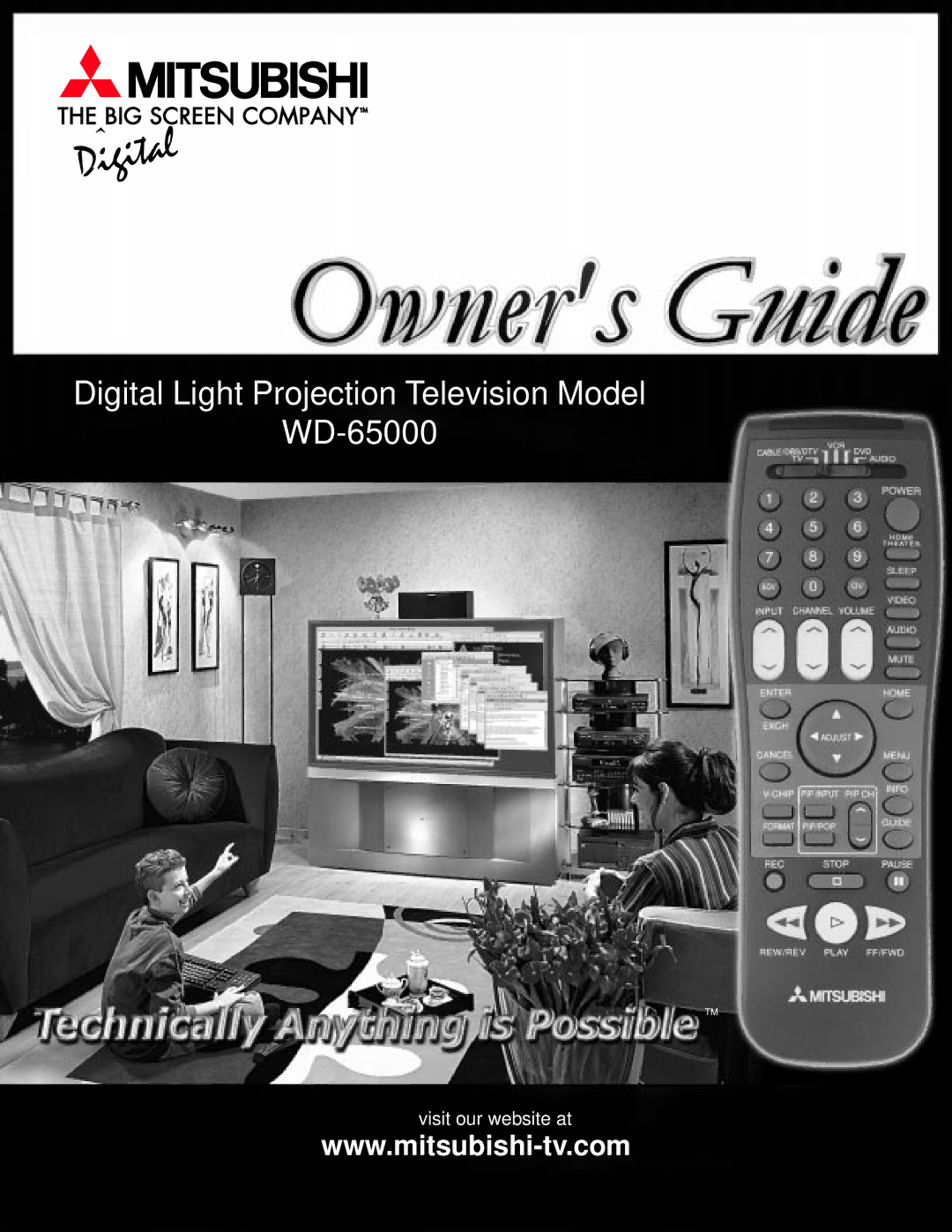 Mitsubishi Electronics manual Digital Light Projection Television Model WD-65000 