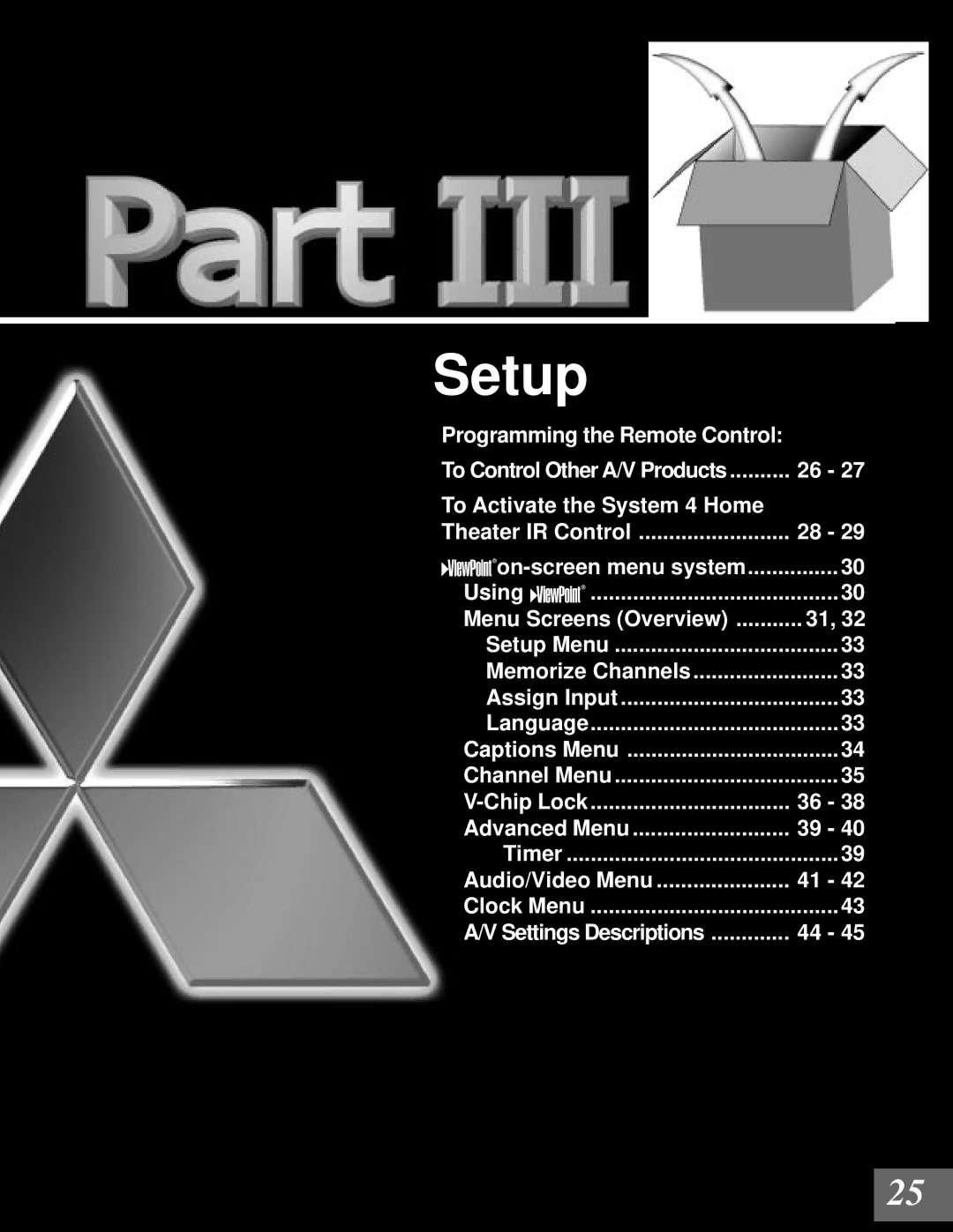 Mitsubishi Electronics WD-65000 manual Setup 