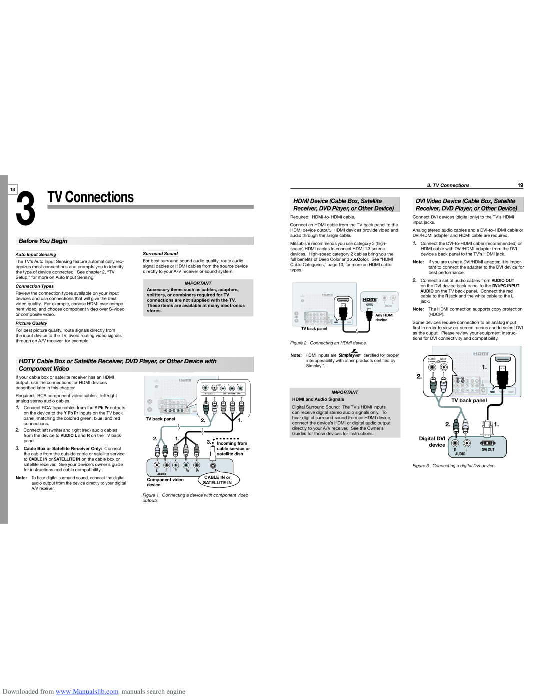 Mitsubishi Electronics WD-65735 Before You Begin, Auto Input Sensing, Connection Types, Picture Quality, Surround Sound 