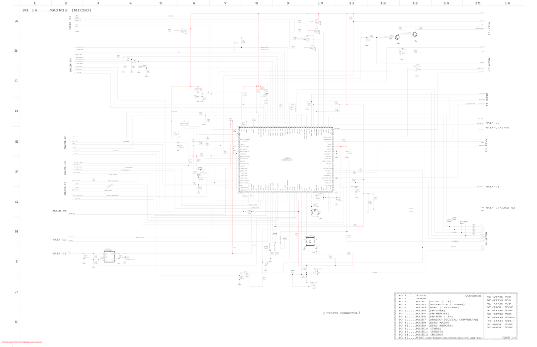 Mitsubishi Electronics WD-52527, WD-65835, WD-60C8, WD-60735, WD-65736, WD-65C8, WD-65735, WD-73C8 PG 14....MAIN12 Micro 