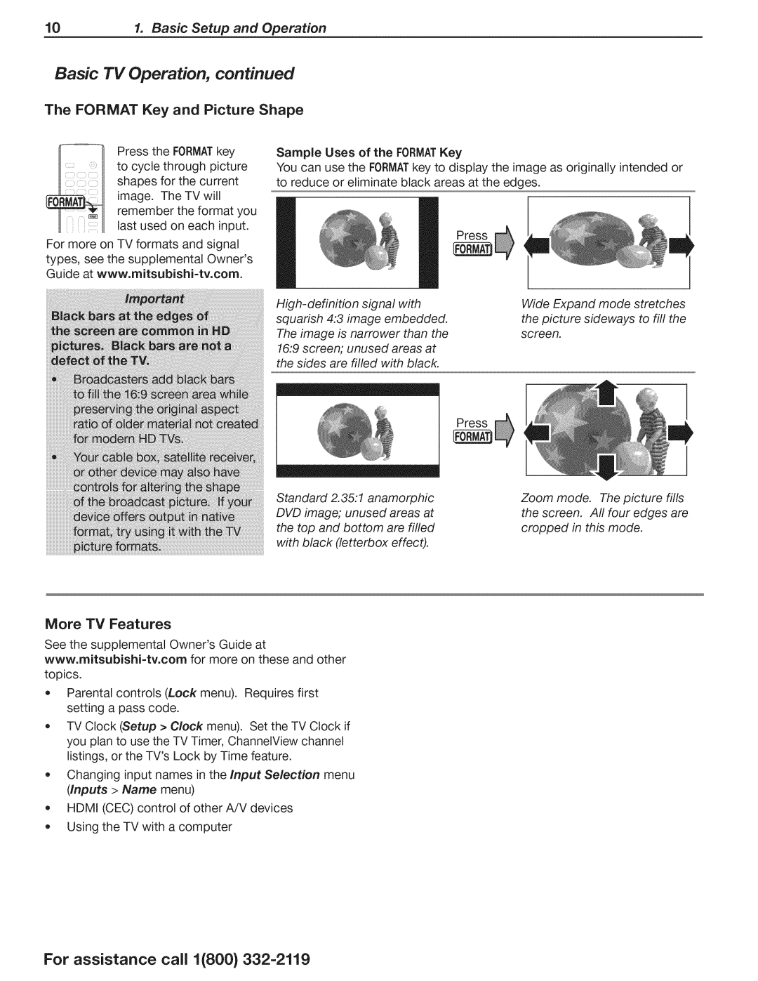 Mitsubishi Electronics WD-73C1, WD-73CA1, WD-73640 operating instructions Basic TV Operation, More TV Features 