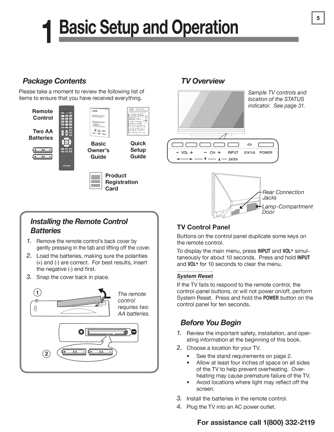 Mitsubishi Electronics WD-73640, WD-73CA1, WD-73C1 operating instructions BasicSetu 