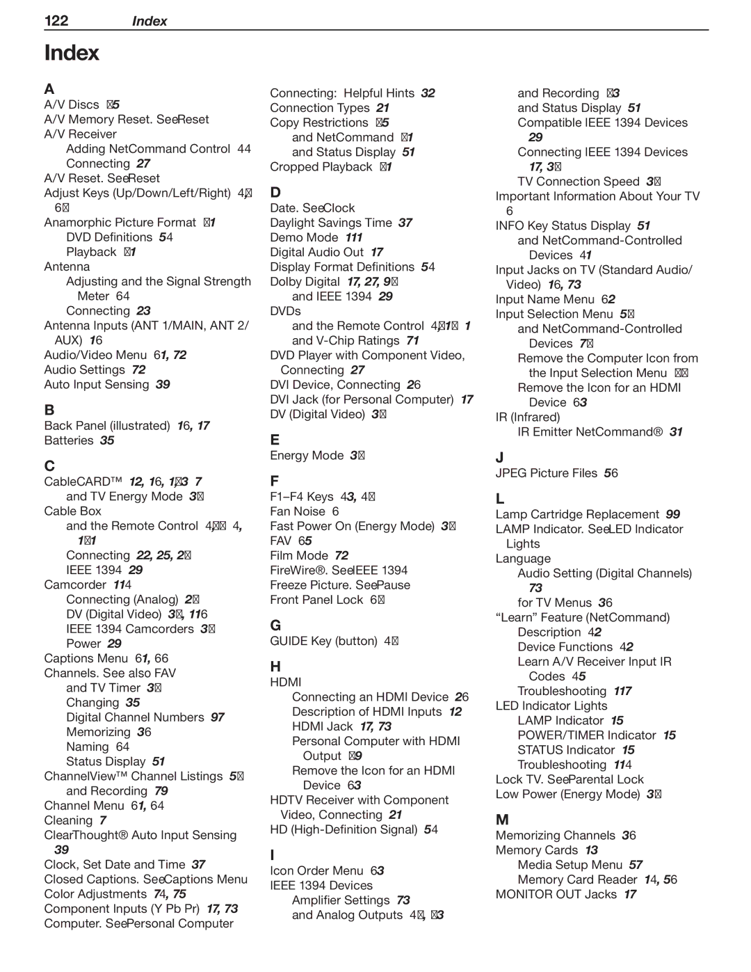 Mitsubishi Electronics WD-Y57aa manual Index 