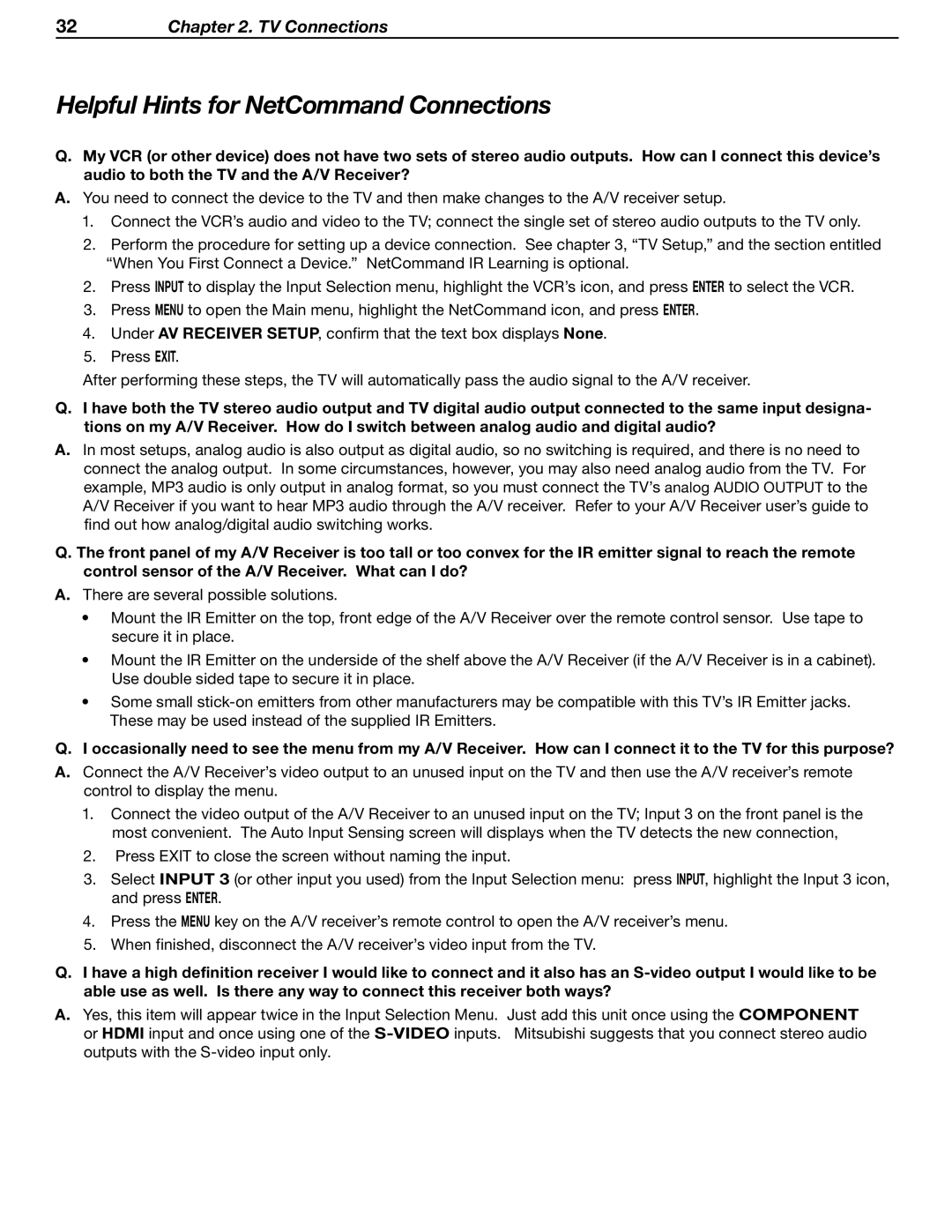 Mitsubishi Electronics WD-Y57aa manual Helpful Hints for NetCommand Connections 