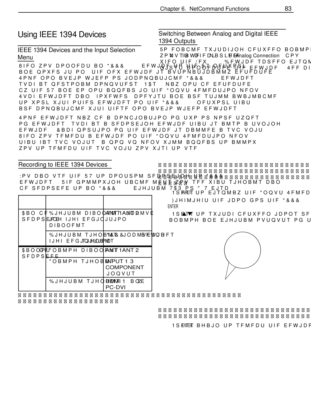 Mitsubishi Electronics WD-Y57aa manual Using Ieee 1394 Devices, Ieee 1394 Devices and the Input Selection Menu, Component 