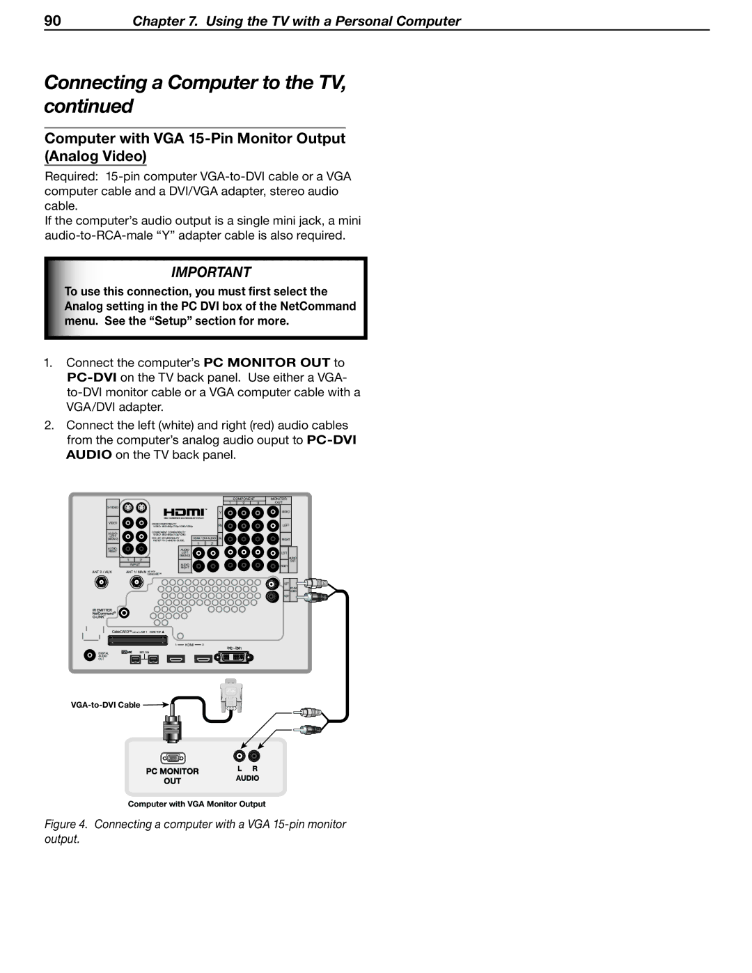 Mitsubishi Electronics WD-Y57aa manual Computer with VGA 15-Pin Monitor Output Analog Video 