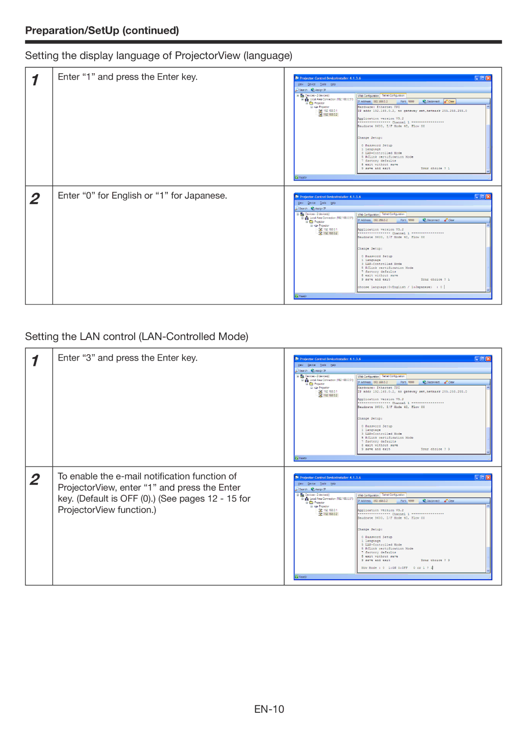 Mitsubishi Electronics WD3300U user manual Setting the display language of ProjectorView language, EN-10 