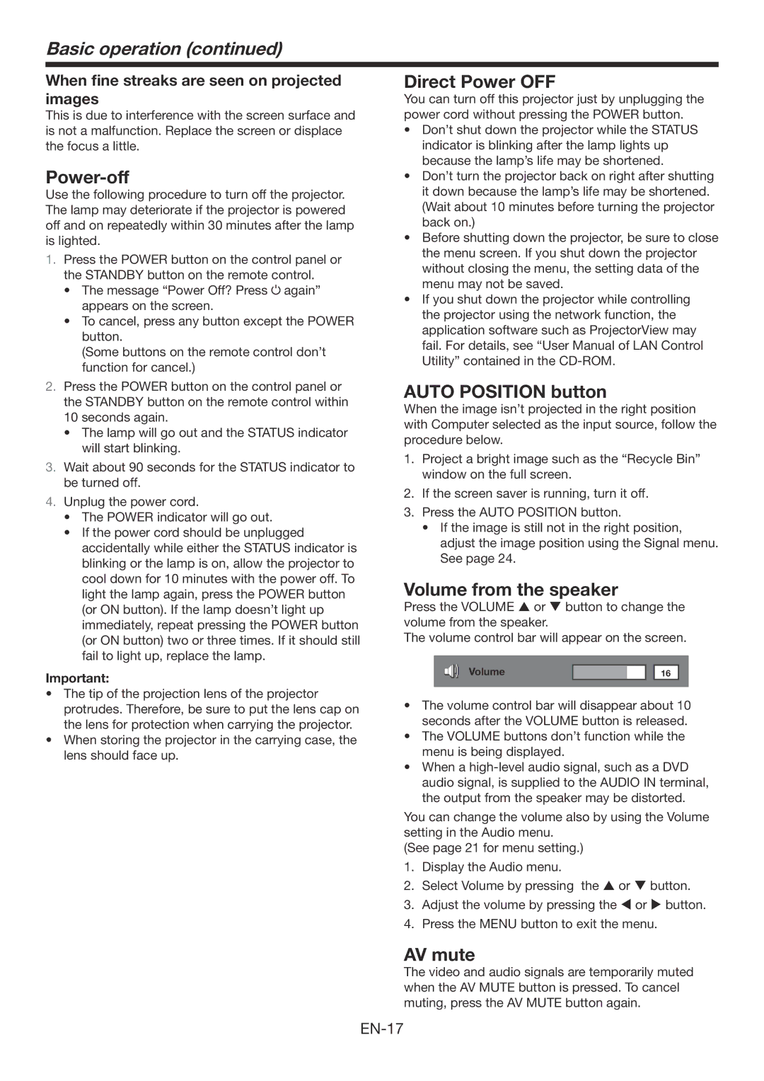 Mitsubishi Electronics WD385U-EST user manual Basic operation 