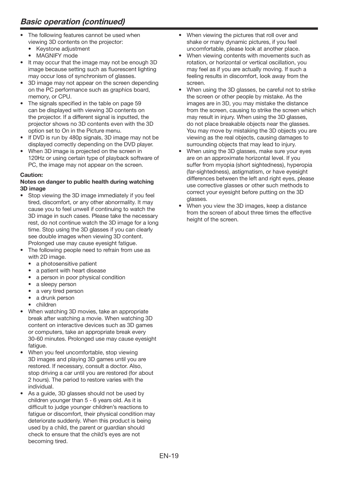 Mitsubishi Electronics WD385U-EST user manual EN-19 