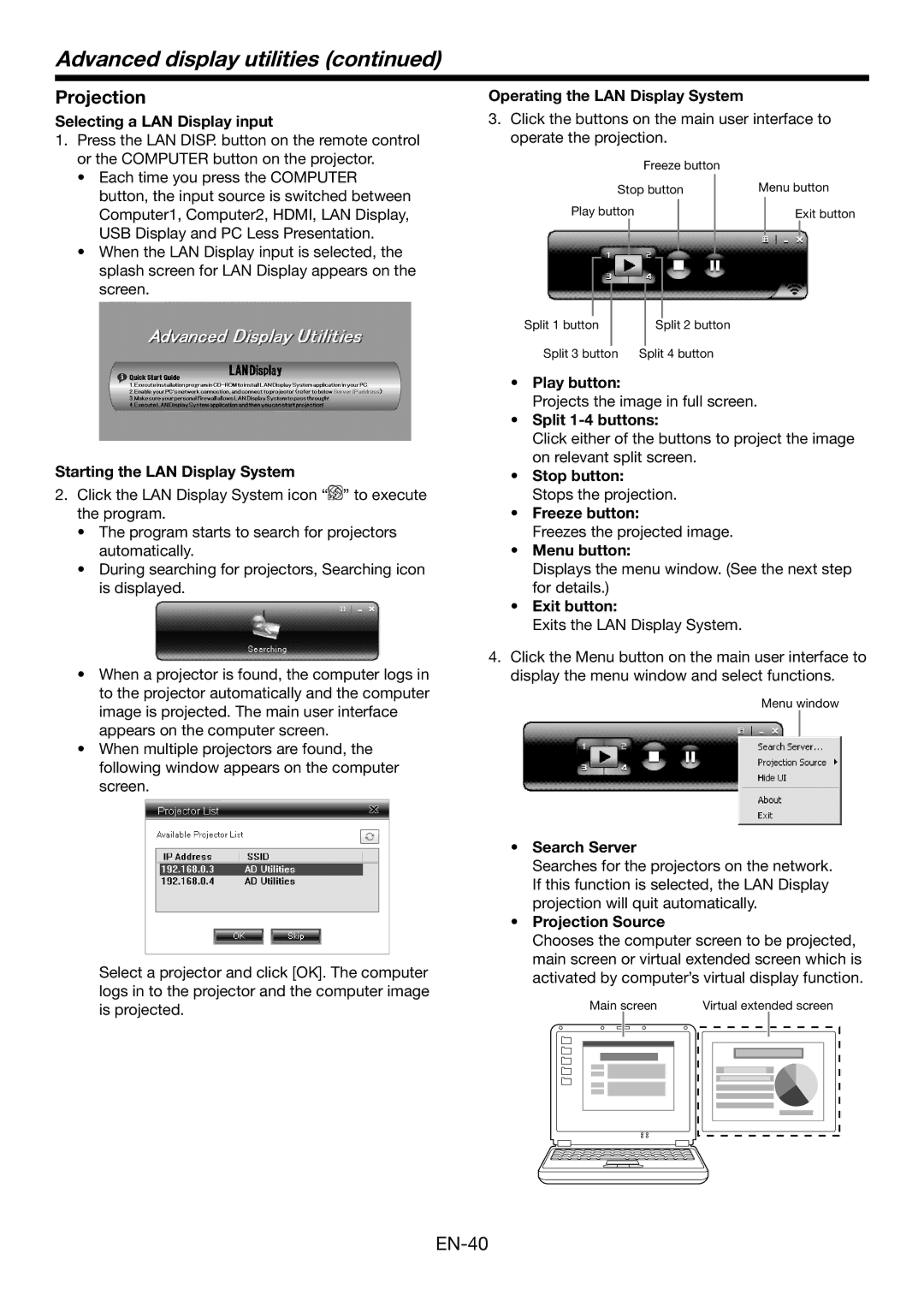 Mitsubishi Electronics WD385U-EST user manual Projection 