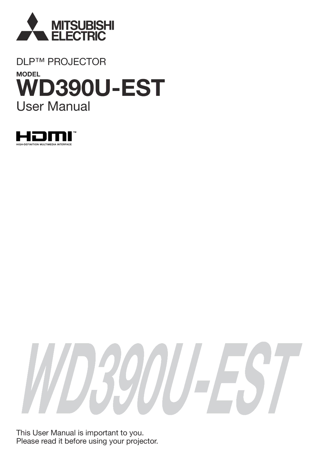 Mitsubishi Electronics WD390U-EST user manual 