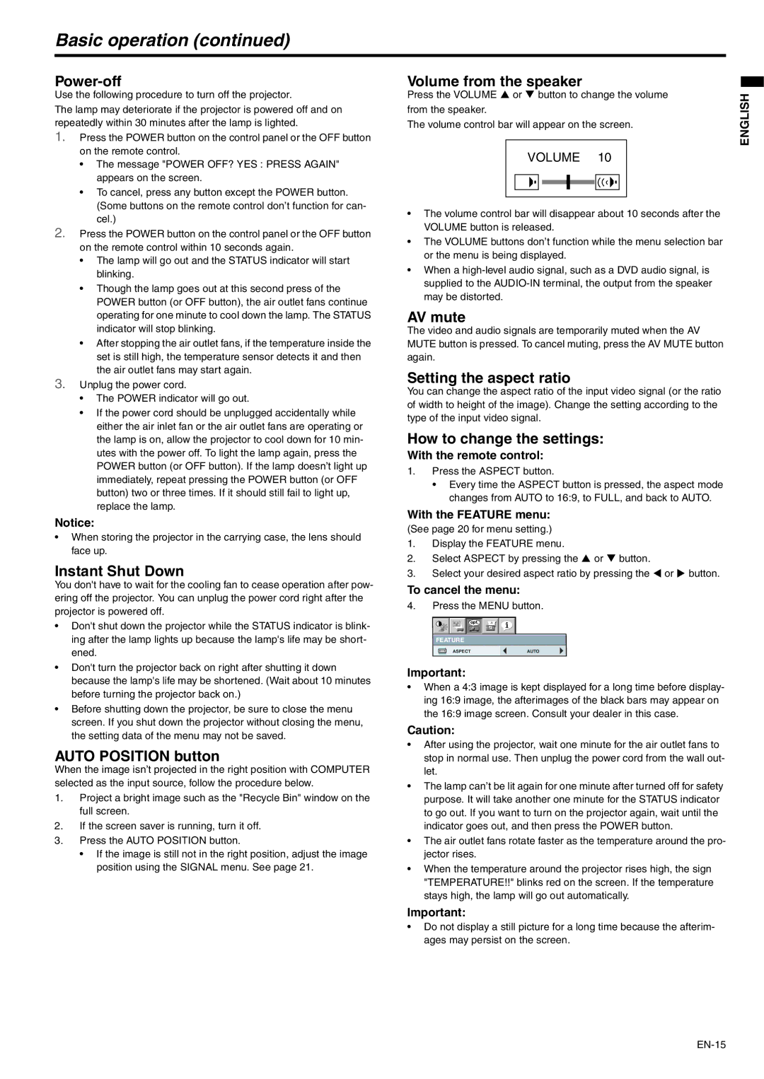 Mitsubishi Electronics WD510U-G user manual Basic operation 