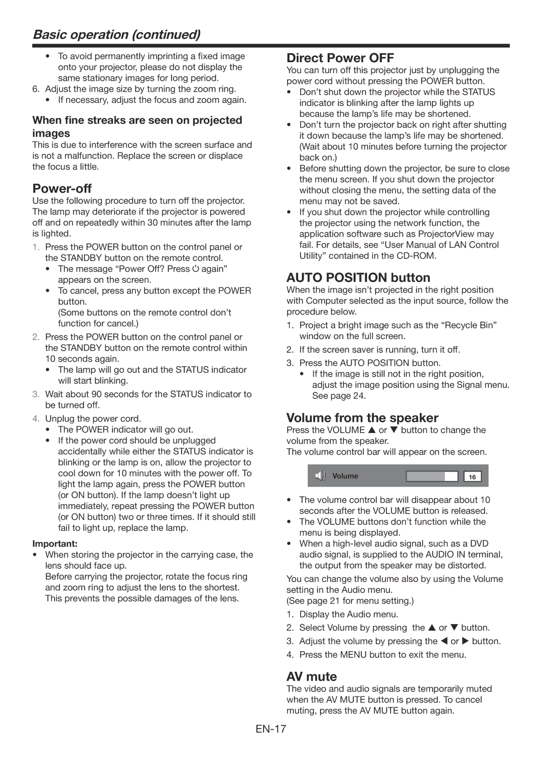 Mitsubishi Electronics XD560U, WD570U user manual Basic operation 