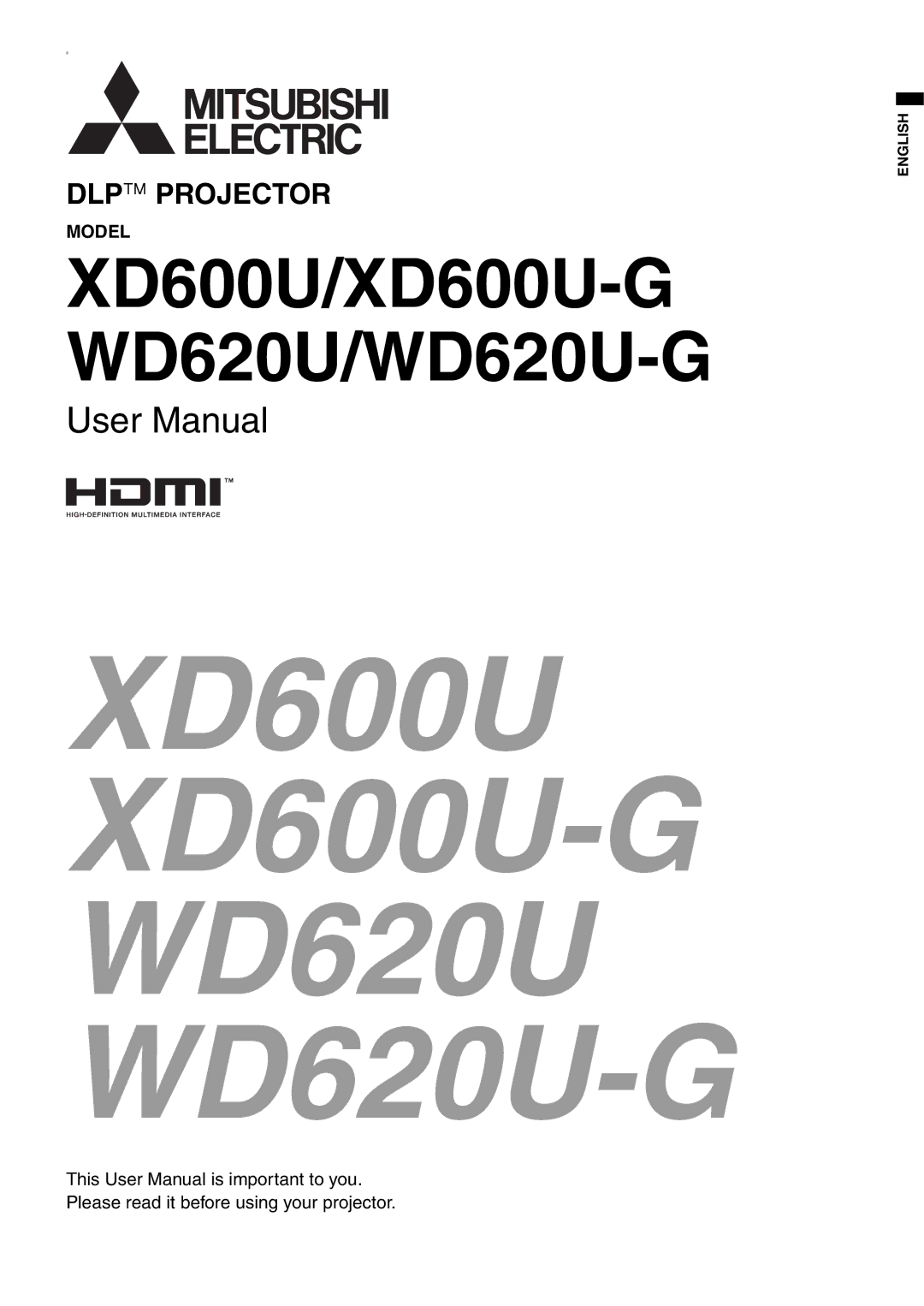 Mitsubishi Electronics user manual XD600U XD600U-G WD620U WD620U-G 