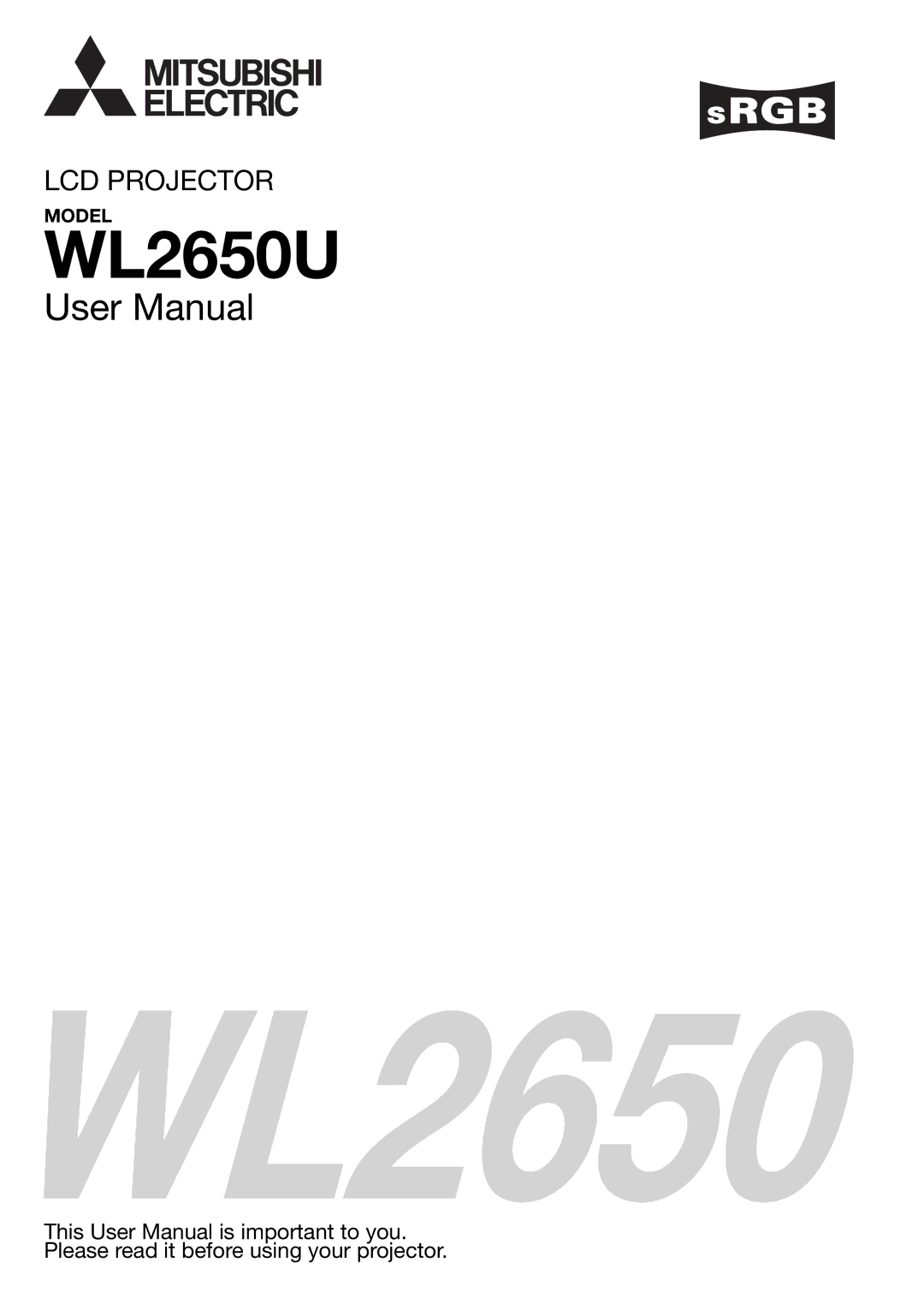 Mitsubishi Electronics WL2650U user manual 