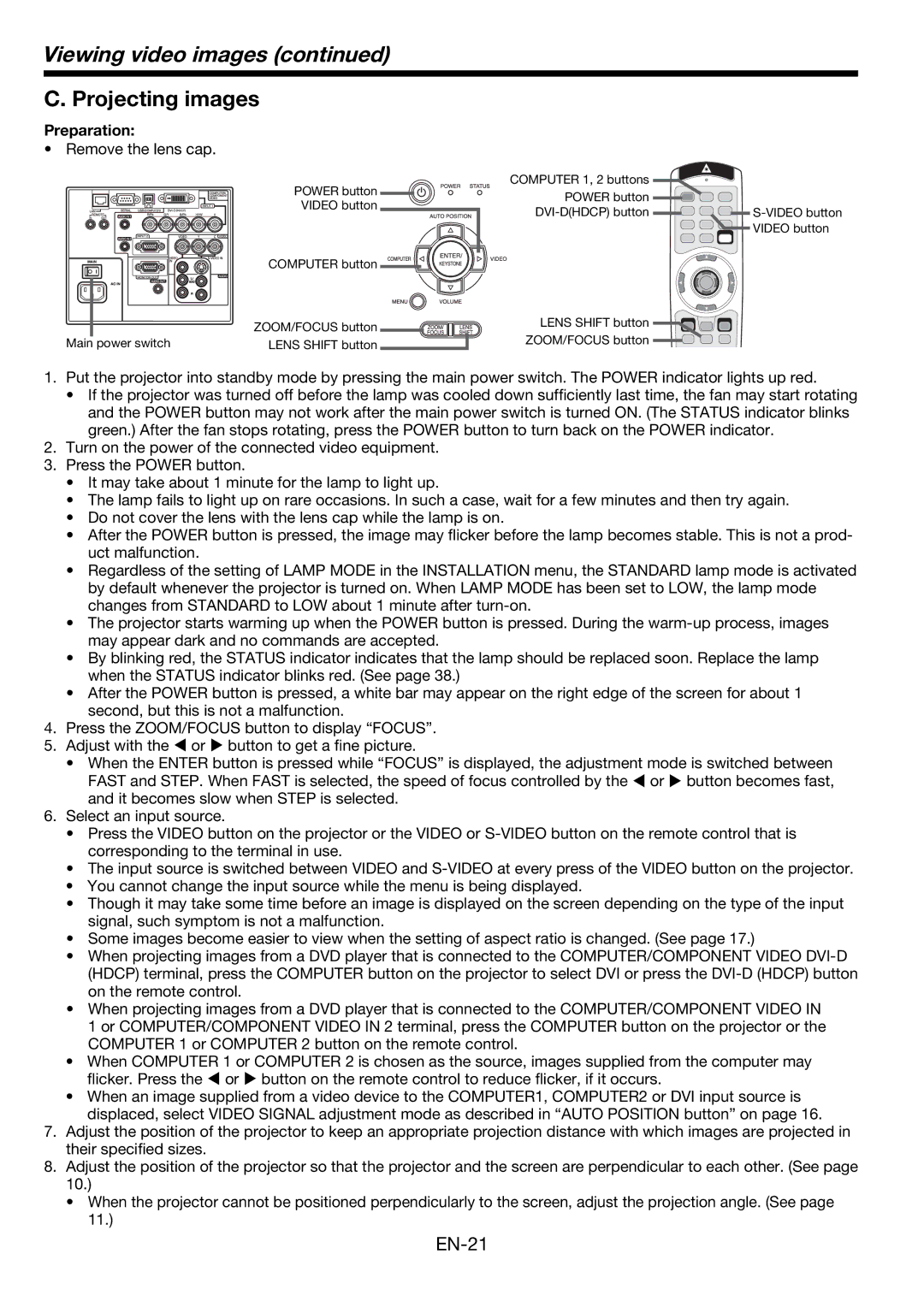 Mitsubishi Electronics WL6700U, WL6700LU user manual EN-21 