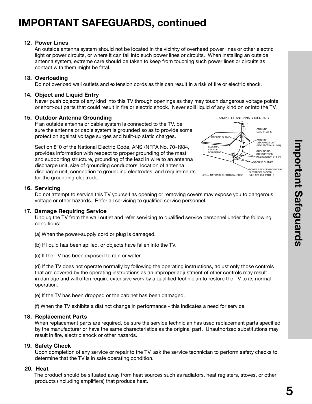 Mitsubishi Electronics WS-65315A, WT-42315, WS-55315, WS-48315 manual Safeguards 