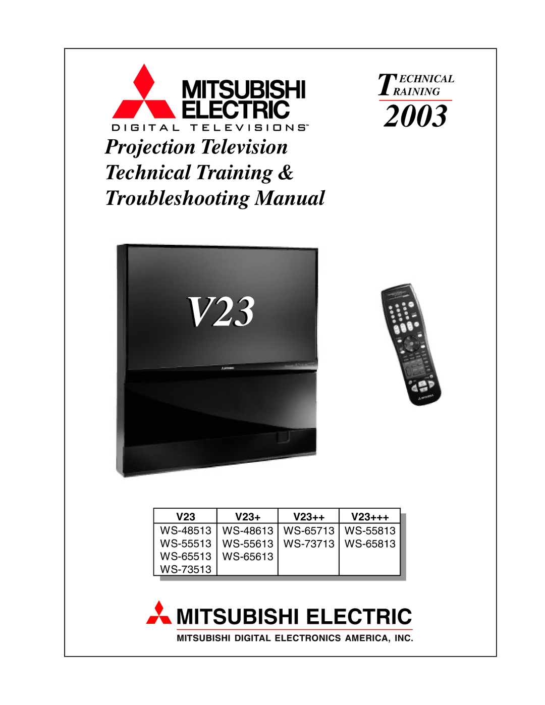 Mitsubishi Electronics WS-48613, WS-65513, WS-48513, WS-55513 manual V23 