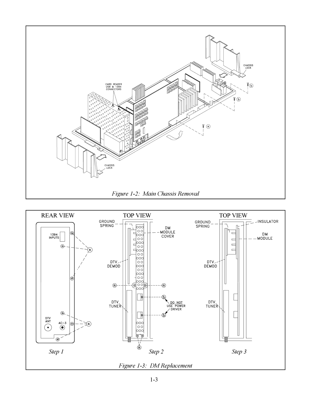 Mitsubishi Electronics WS-48613, WS-65513, WS-48513, WS-55513 manual Main Chassis Removal 