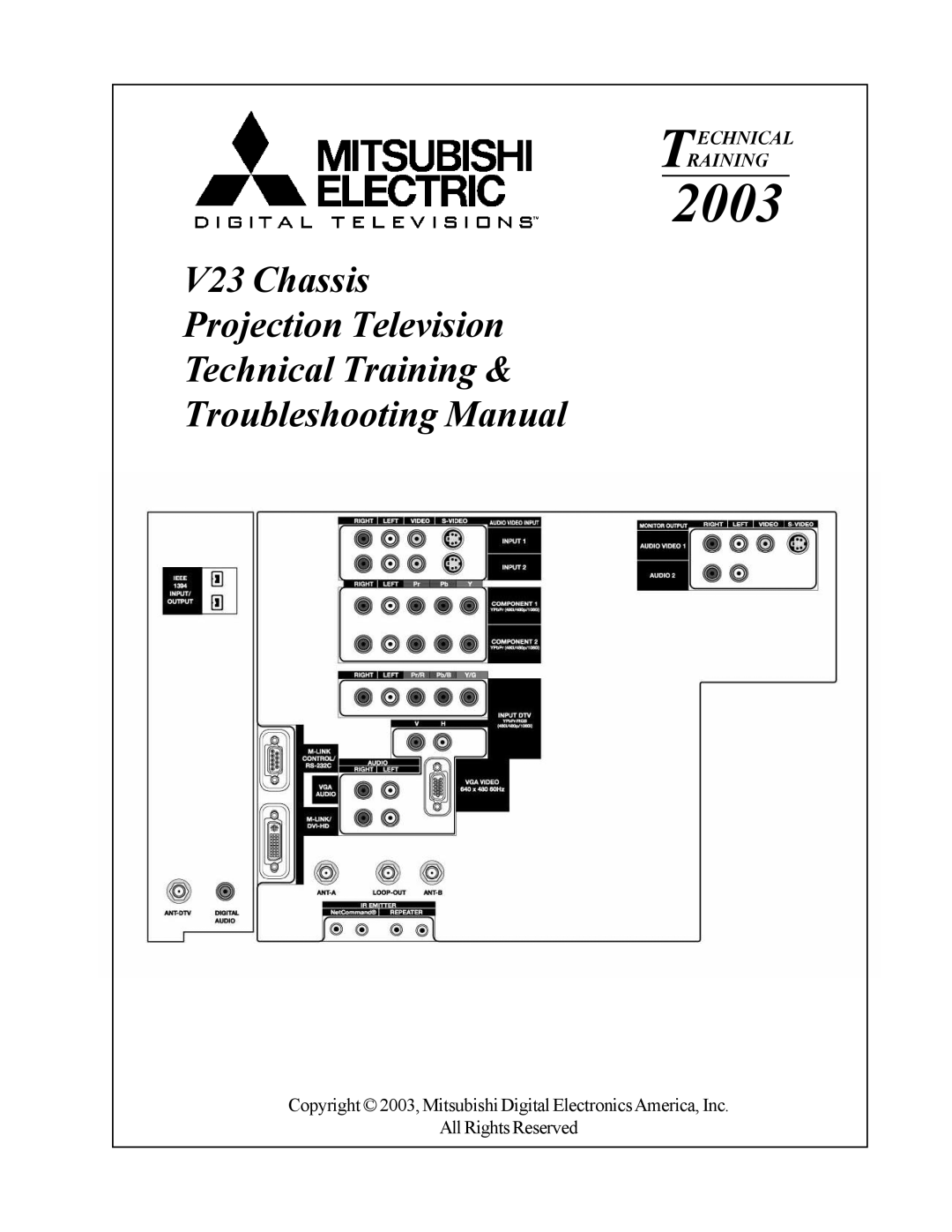 Mitsubishi Electronics WS-55513, WS-65513, WS-48613, WS-48513 manual 2003 